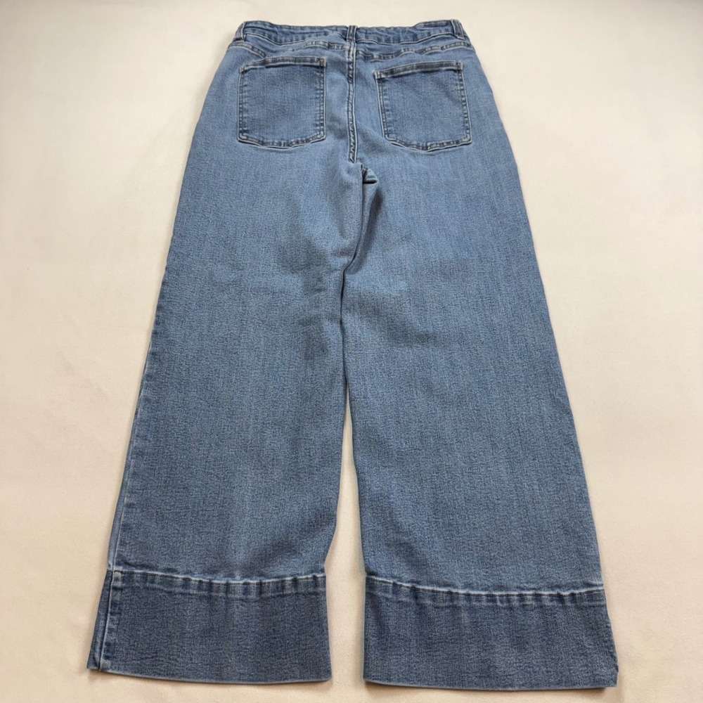 OAT New York Women Blue HIgh Rise Wide Leg Front Seam Jeans Size 12/31 PO156-C4 - Picture 8 of 9